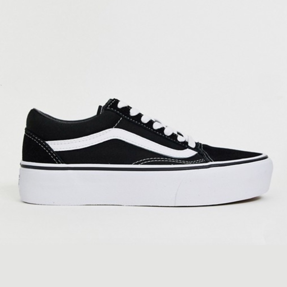 Vans Old Skool black platform sneakers sz 8
